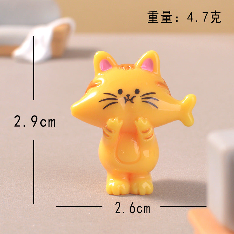 跨境卡通可爱偷吃小猫微景观桌面装饰小摆件 呆萌小猫DIY小配件