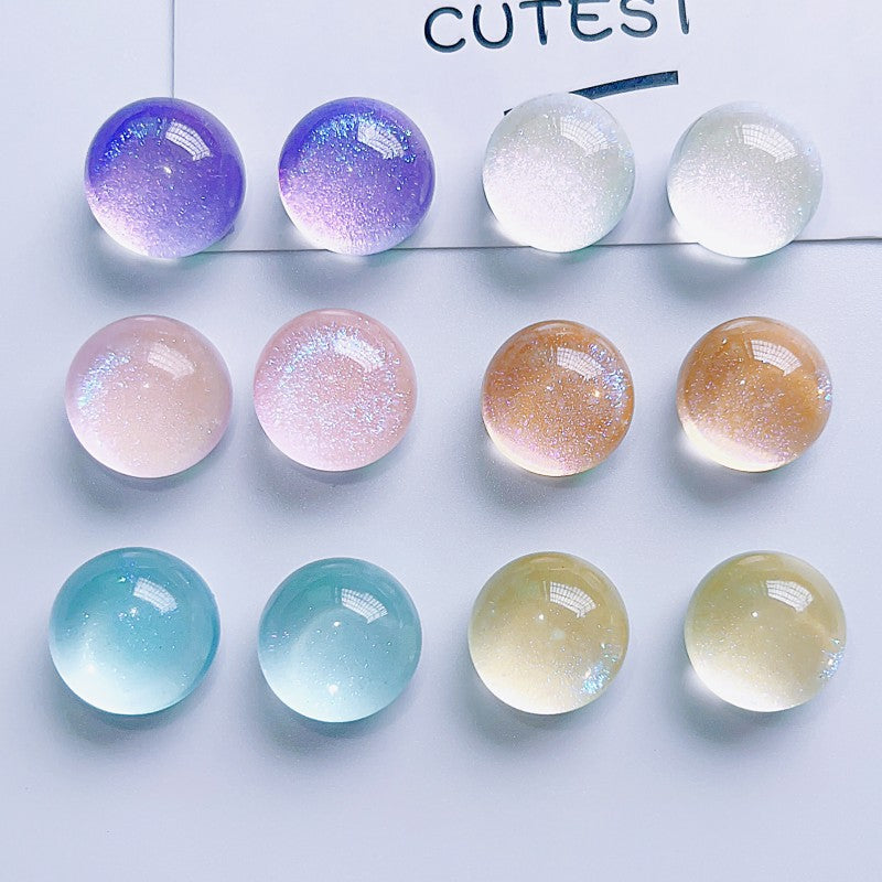 Korean Color Transparent Star Sense Glitter Pink Half Pill Diy Resin Accessories Earrings Hair Clip Cell Phone Case Shoe Material