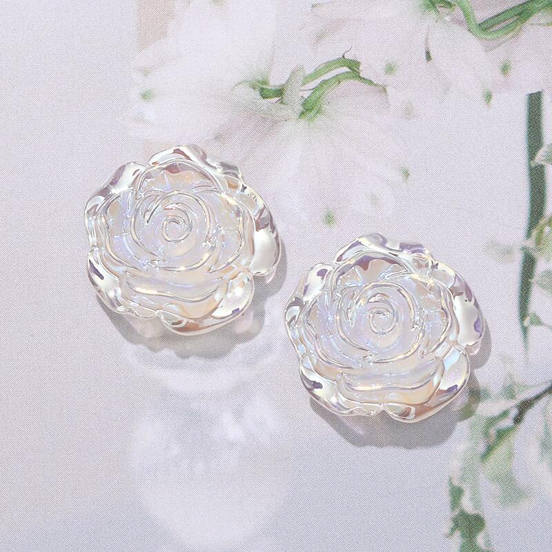 18mm人鱼姬炫彩玫瑰花树脂配件ins甜美小清新耳环发夹头饰材料