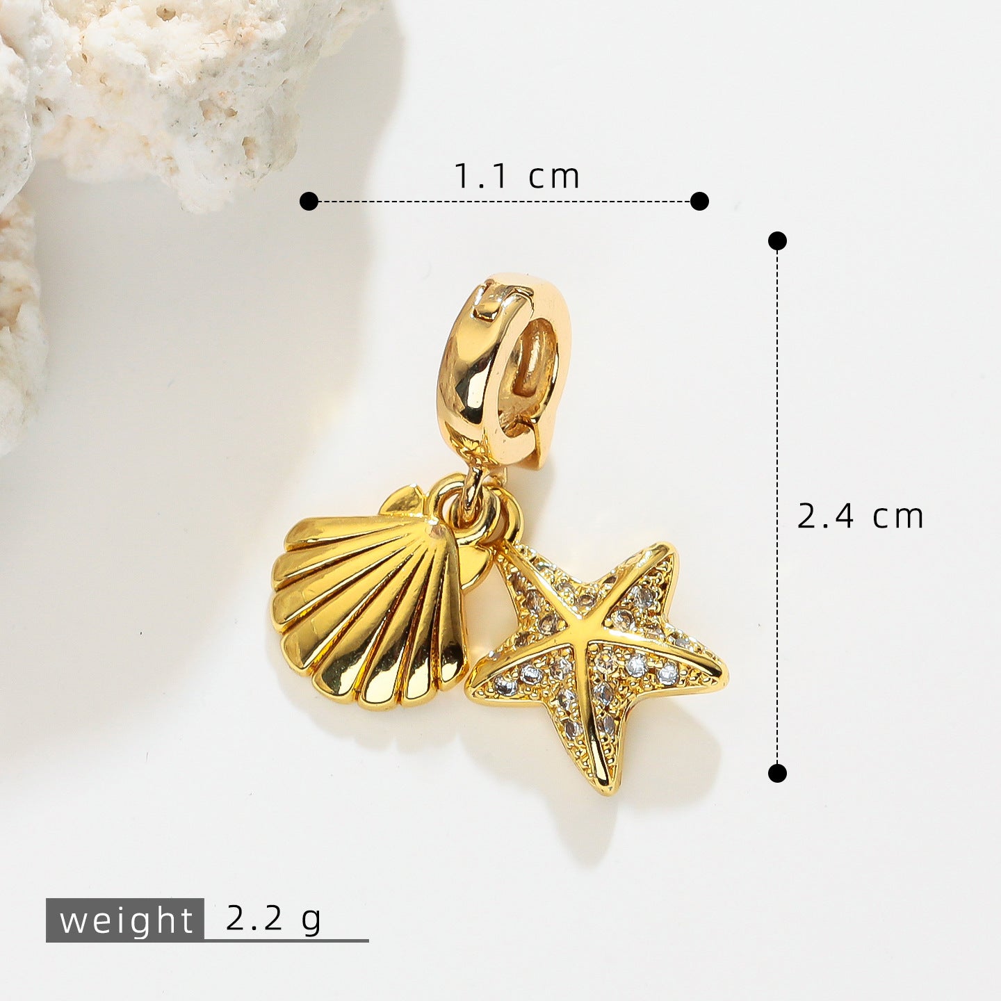 铜微镶锆石海洋系列海星螃蟹饰品项链吊坠大挂孔挂坠铜配件批发