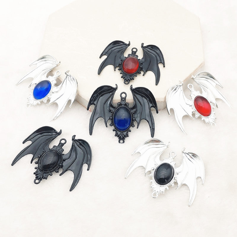 Elvane - Gothic Bat Wing Oval Accent Pendant Only
