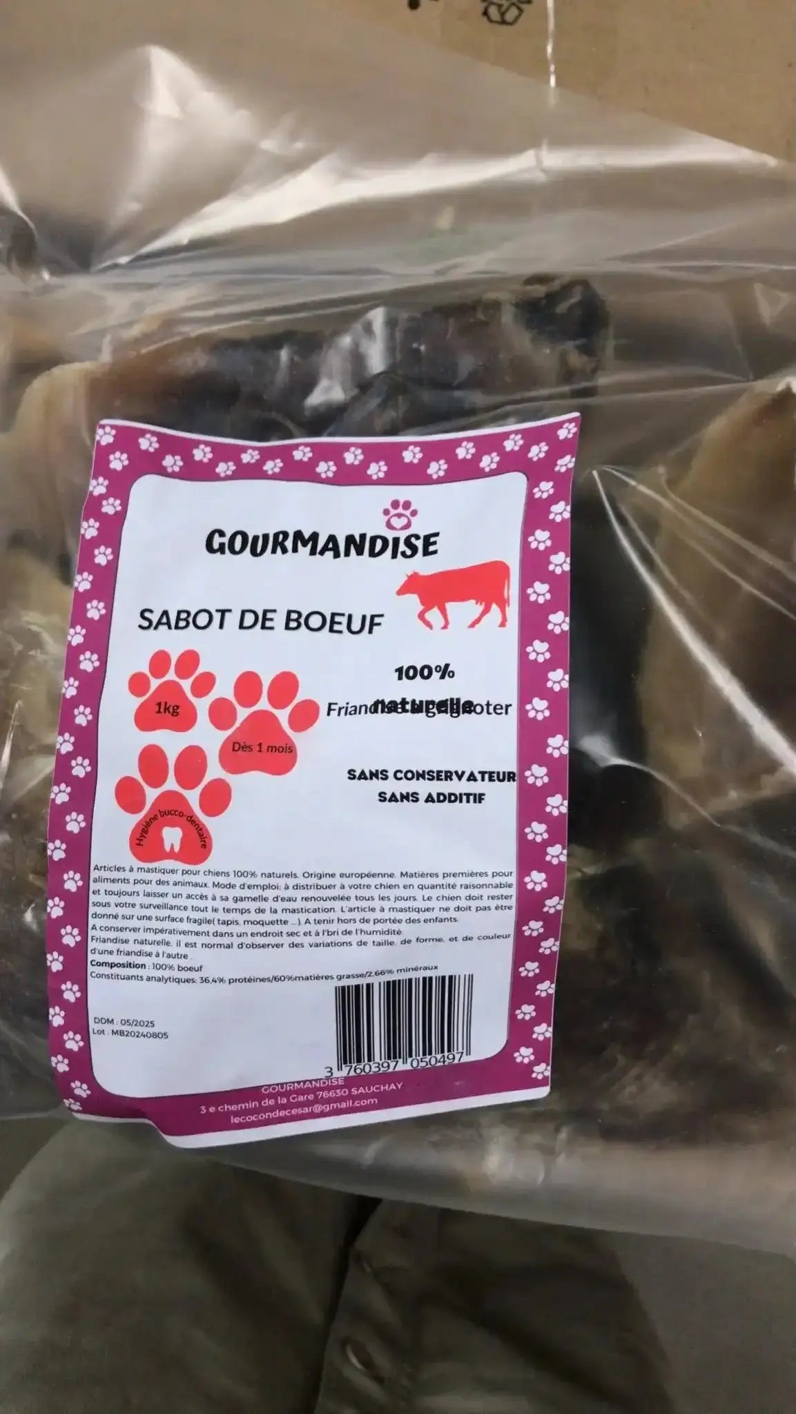 Sabots de bœuf pour chien - Friandise de mastication naturelle LE COCON DE CESAR