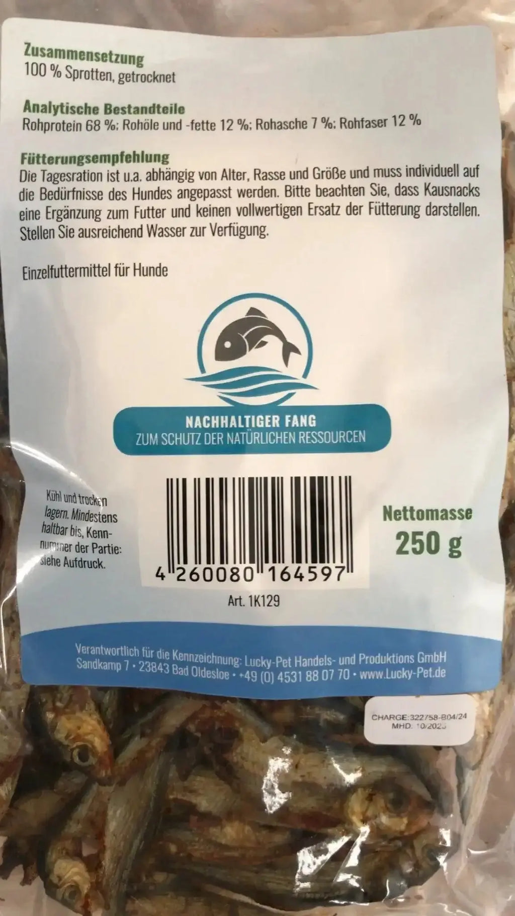 Sprats Lucky-Pet 250g - Friandises de poisson séchées Lucky-Pet Handels- und Produktions GmbH