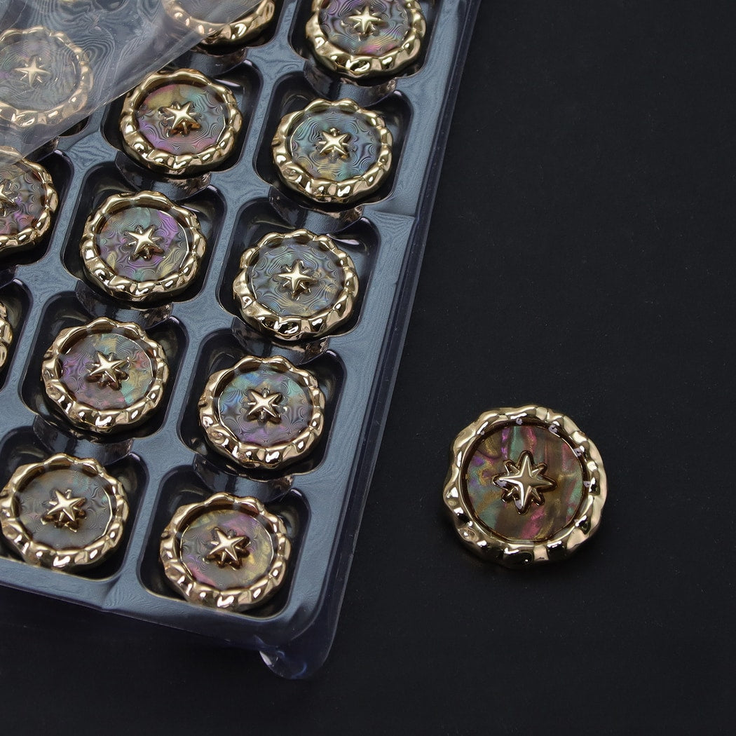 Bunli - DIY 10 Pack Wave Edge Star Detail Buttons