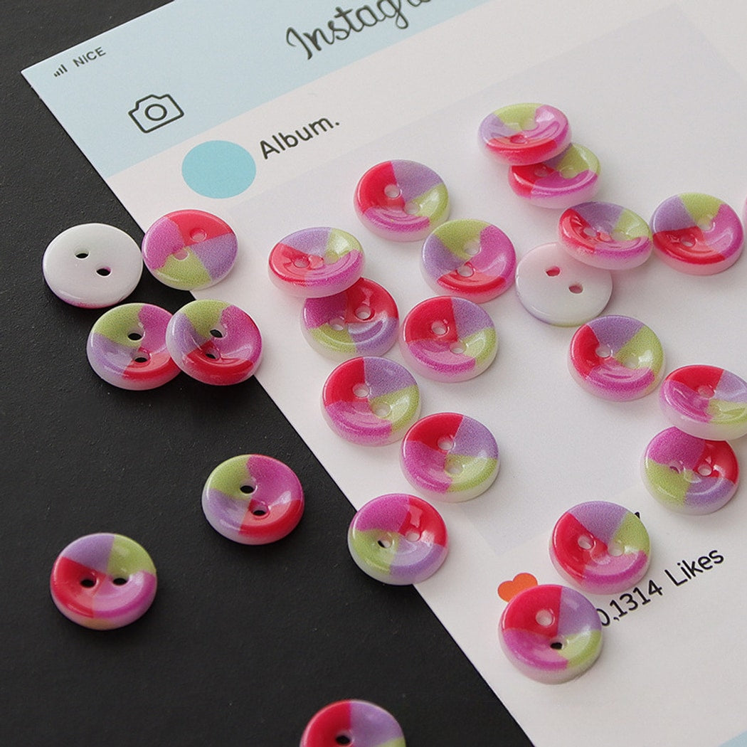 Bunli - DIY 10 Pack Round Ceramic Two Hole Buttons
