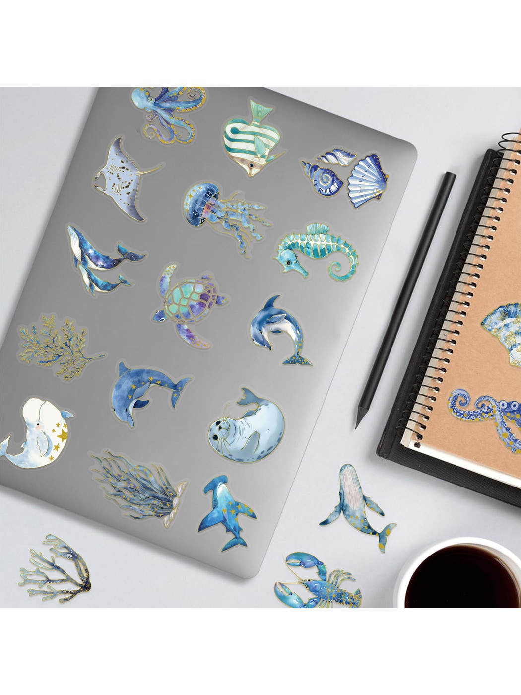 Lunira - Dolphin Whale Starfish Decorative Stickers pack Oria & Co