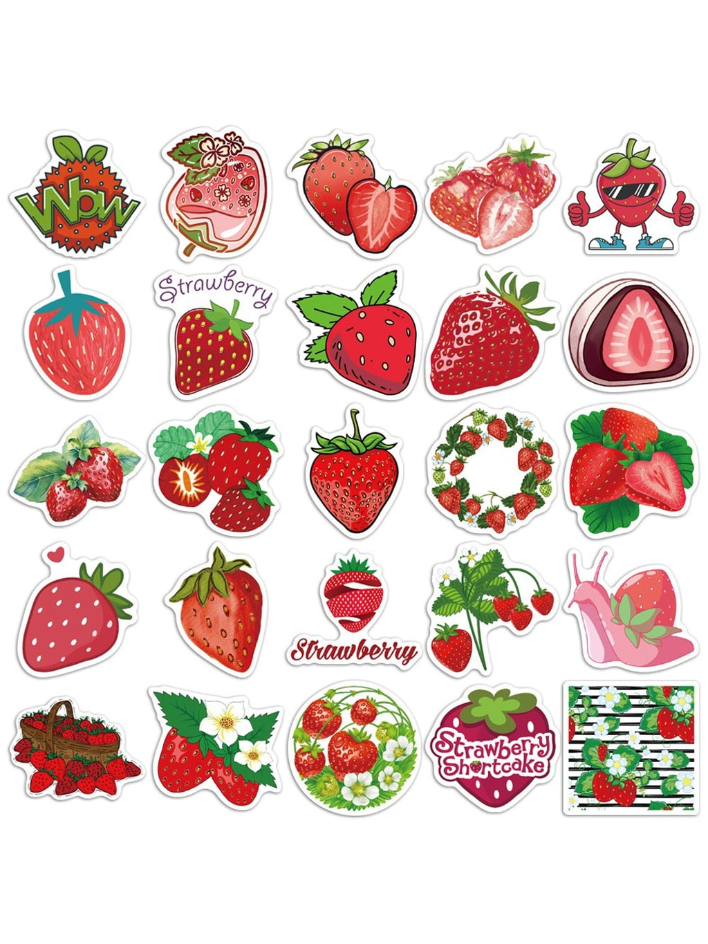 Lunira - 50 Piece Cute Cartoon Strawberry Stickers Pack Oria & Co