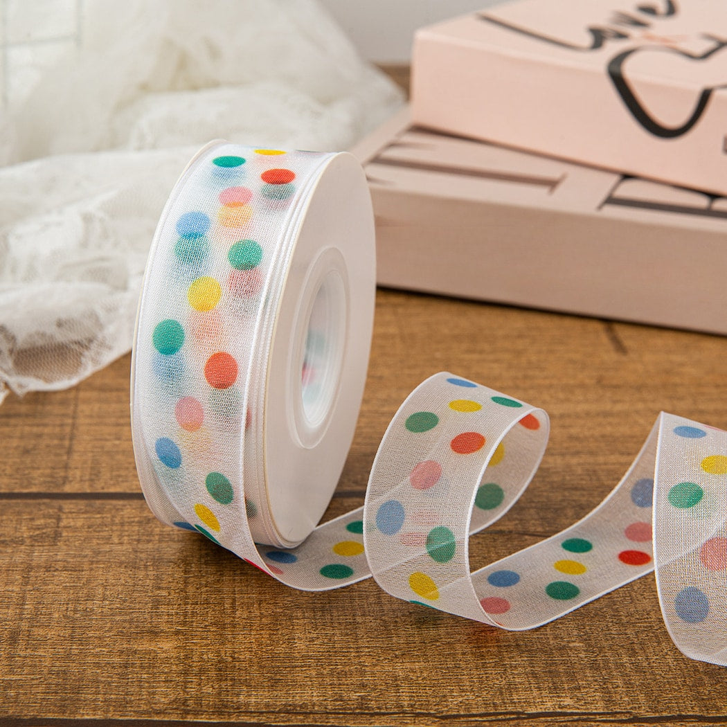 Rivora - DIY Sheer Polka Dot Decorative Gift Ribbon