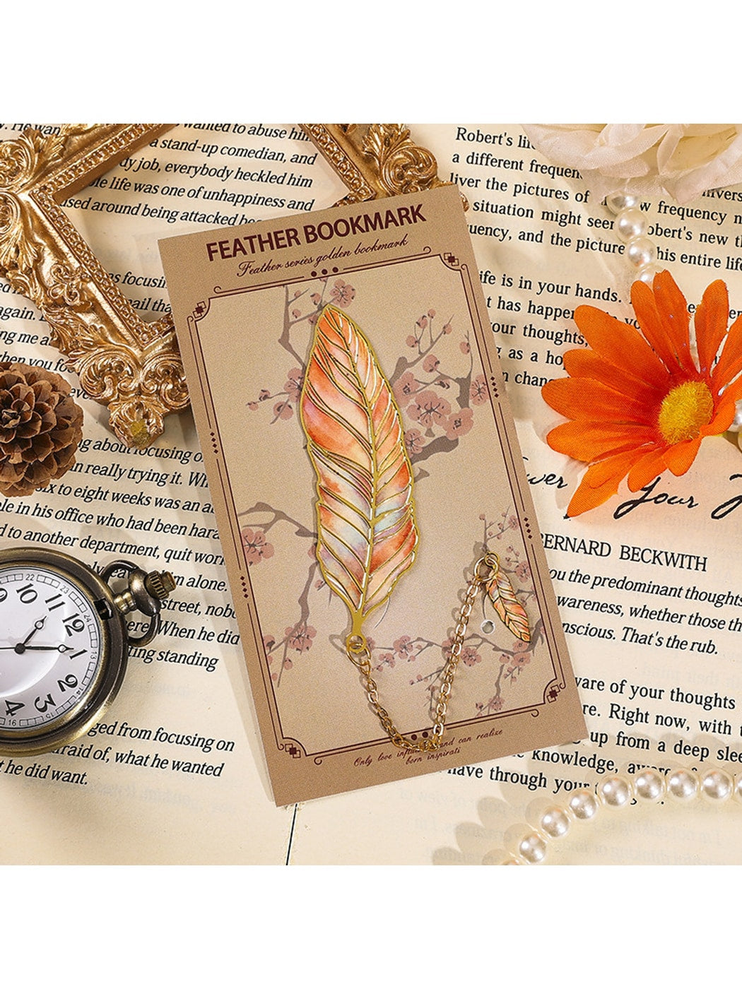 Novellea - Ornate Feather Shaped Classic Metal Bookmark Oria & Co