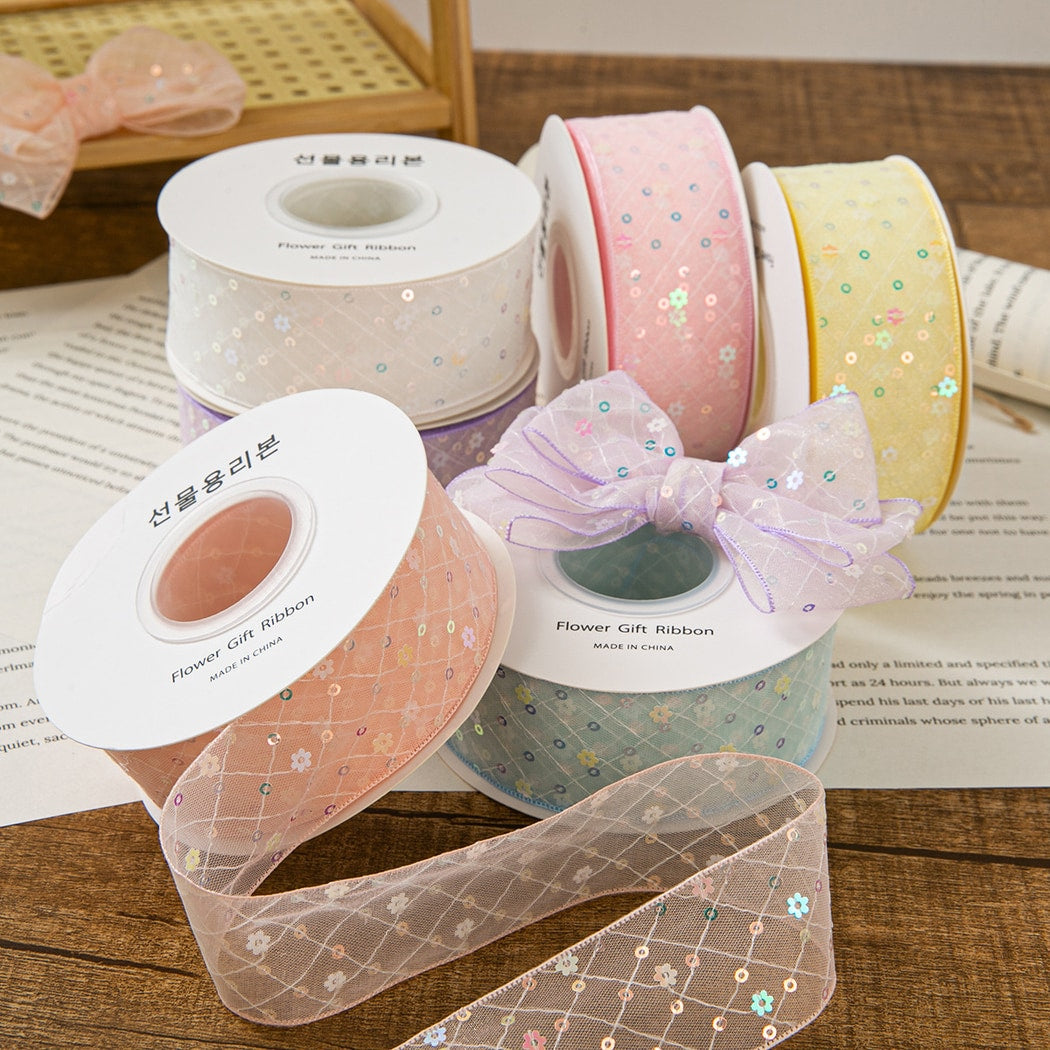 Rivora - DIY Sheer Sequin Grid Tulle Trim Ribbon