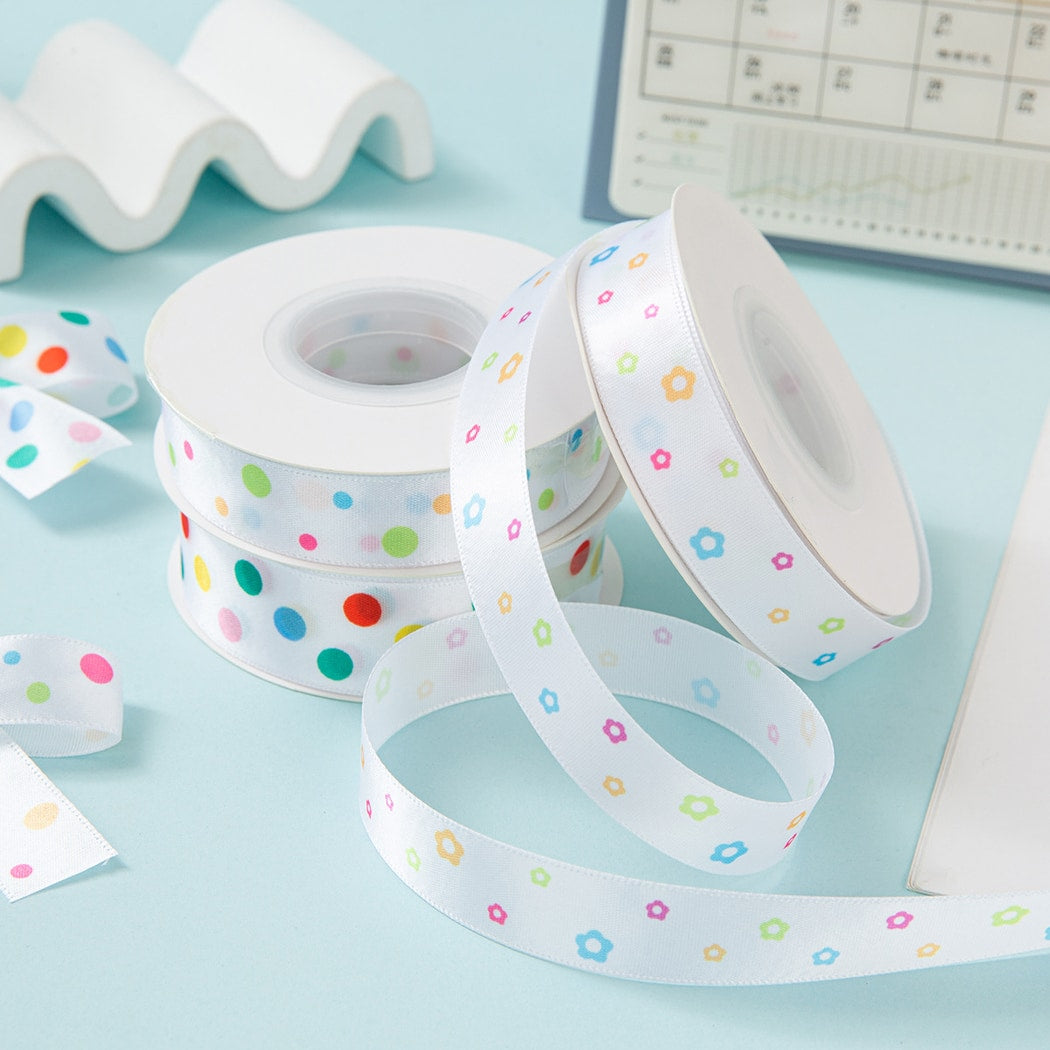 Rivora - DIY Dot Print Decorative Polyester Ribbon