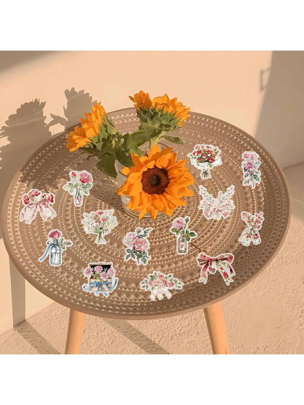 Lunira - 50 Piece Flower and Letter PET Stickers pack Oria & Co
