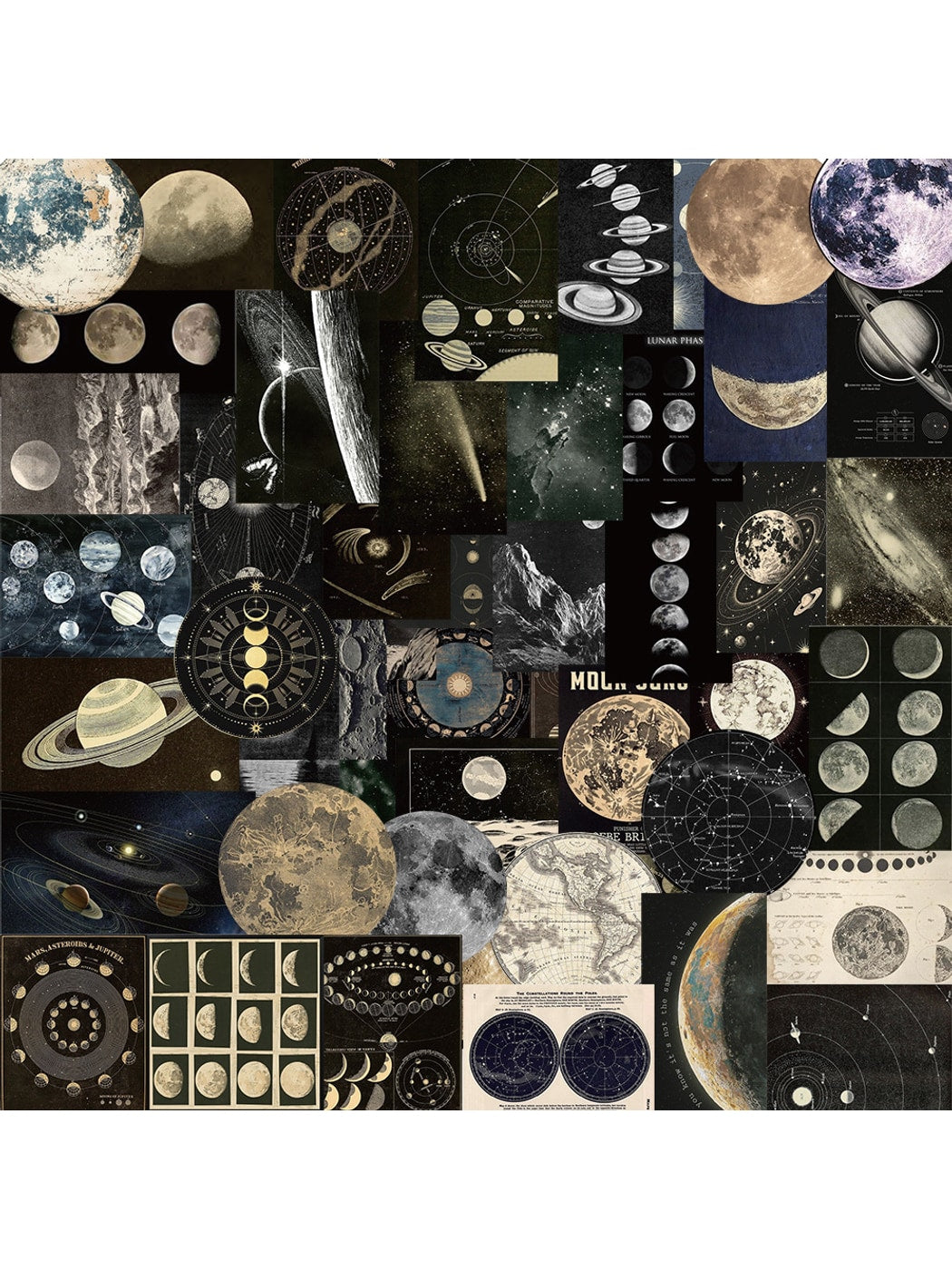 Lunira - Vintage Celestial Planet 50 Sheets Stickers pack Oria & Co