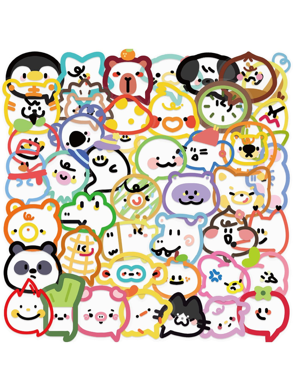 Lunira - 50 Piece Cartoon Animal Bubble Style Stickers Pack Oria & Co