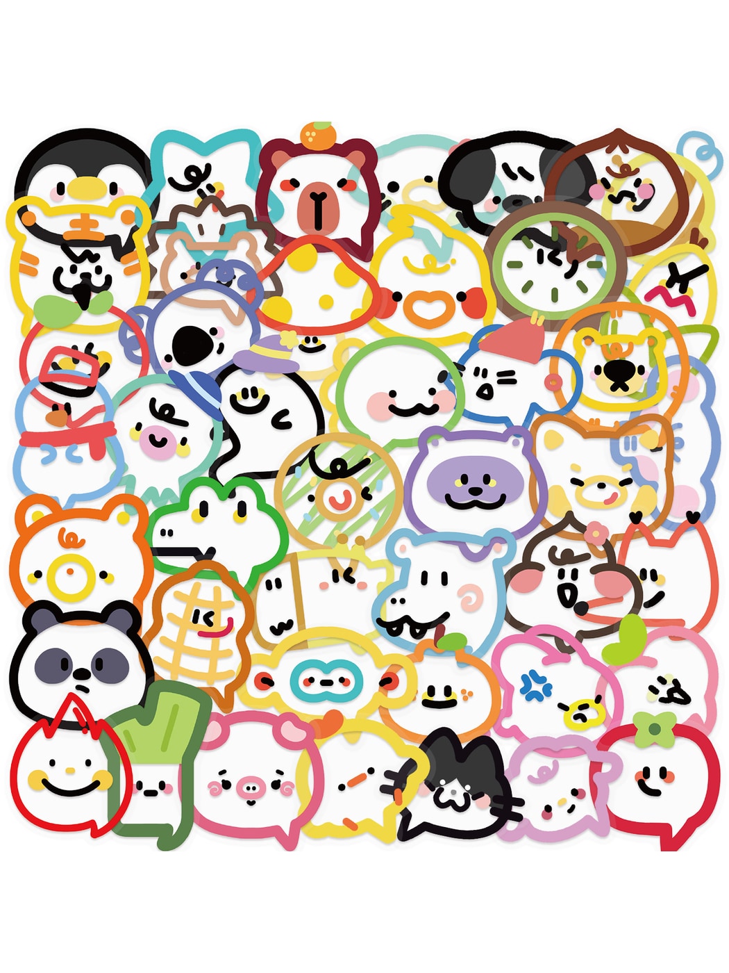 Lunira - 50 Piece Cartoon Animal Bubble Style Stickers Pack Oria & Co