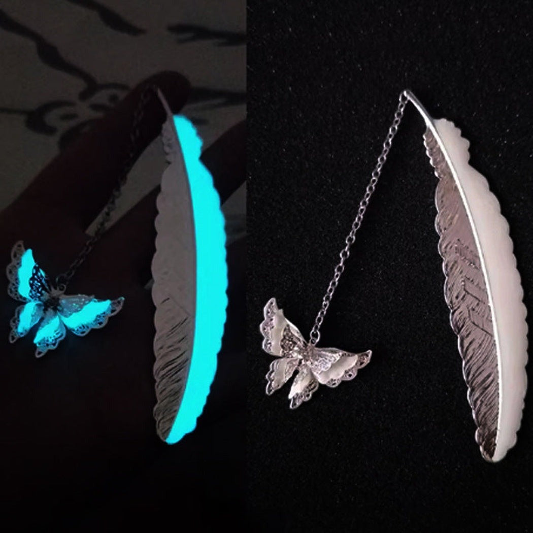 Novellea - Feather-Shaped Butterfly-Charm Bookmark