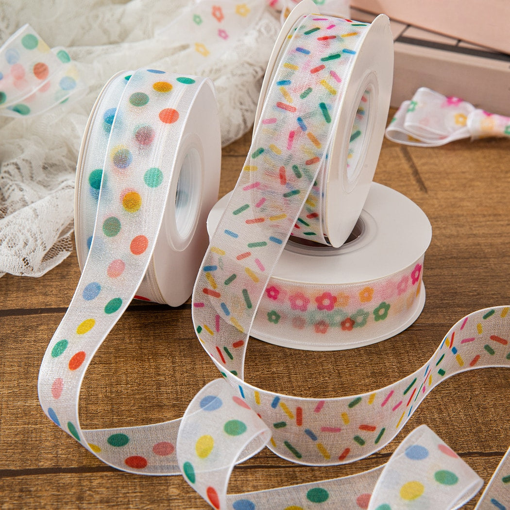 Rivora - DIY Sheer Polka Dot Decorative Gift Ribbon