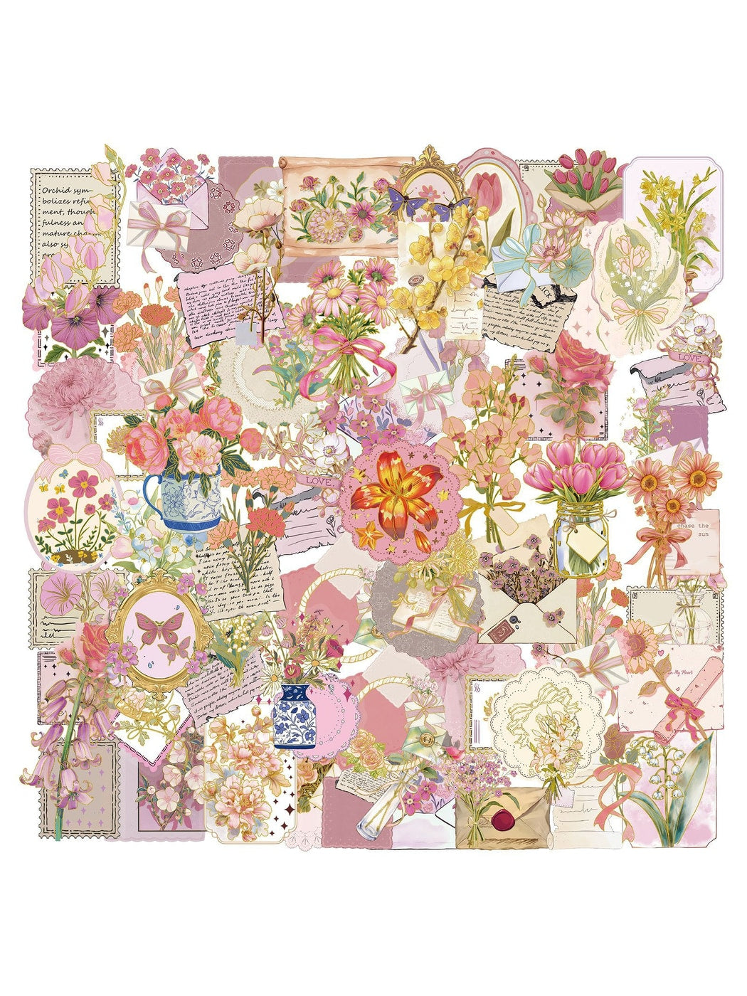 Lunira - 50 Piece Floral Foil Decorative Stickers pack Oria & Co