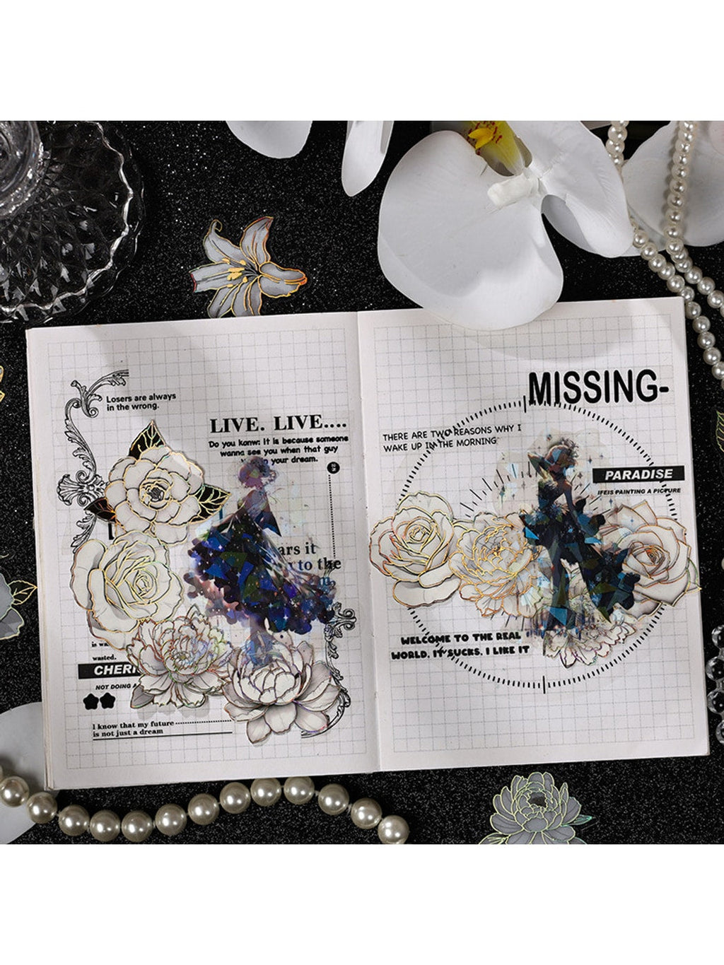 Lunira - Printed PET Floral Journal Decor Stickers pack Oria & Co