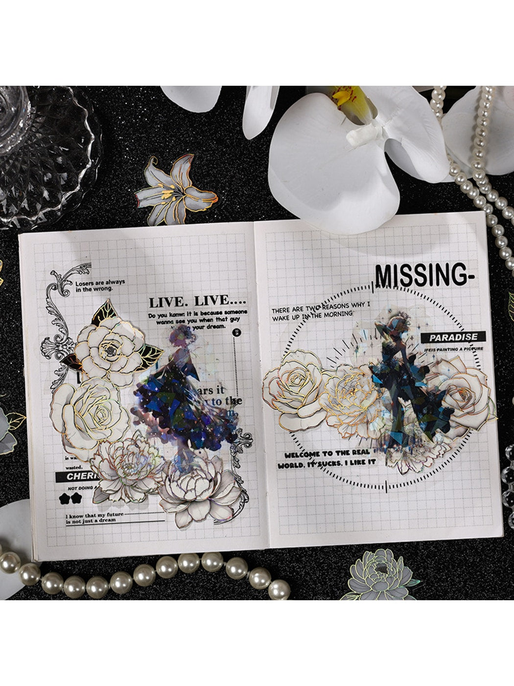 Lunira - Printed PET Floral Journal Decor Stickers pack Oria & Co