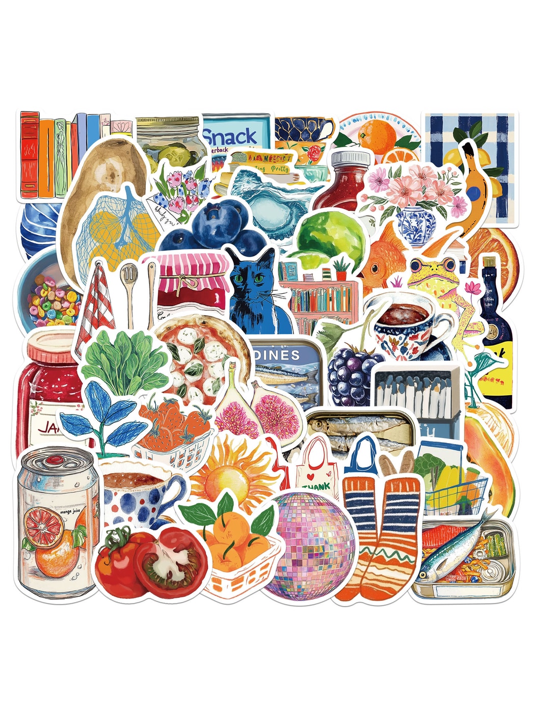 Lunira - Retro Fruit Drink Printed Cartoon Stickers pack
