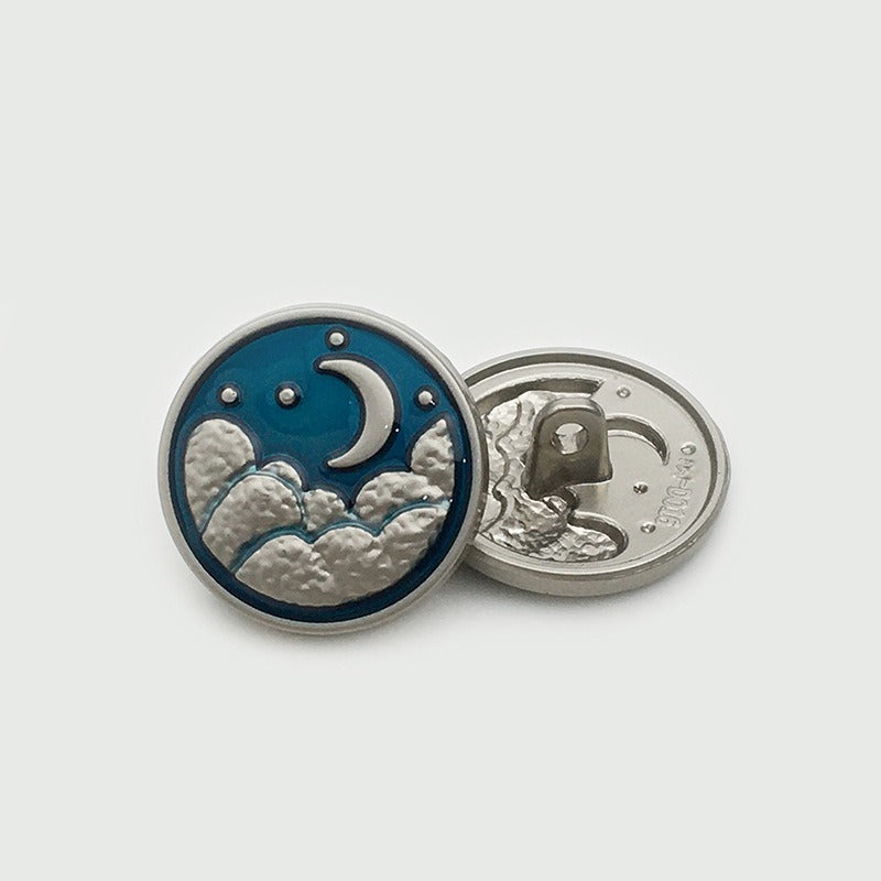 复古中国风日月星辰珍珠金属纽扣设计师辅料外套大衣西装扣子