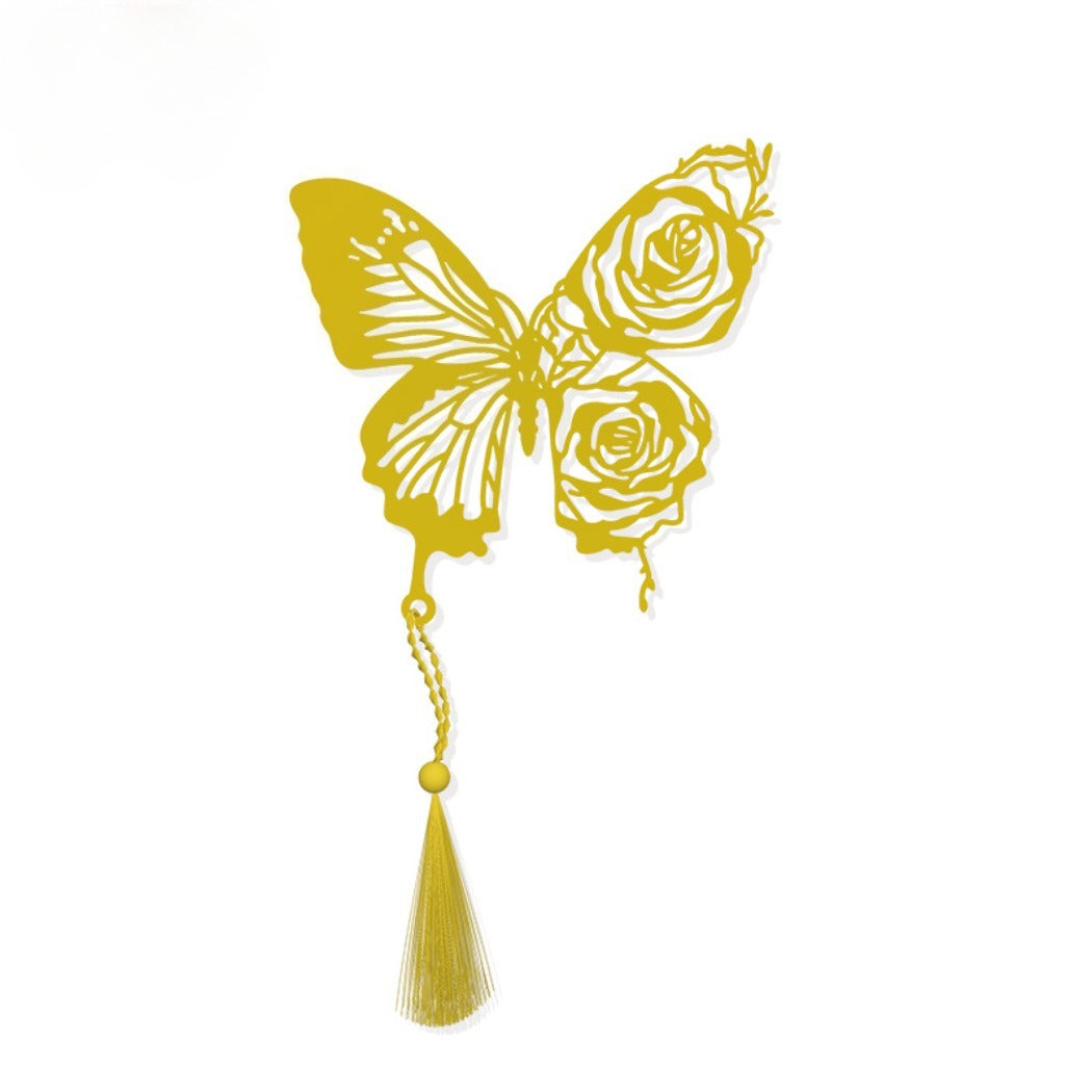 Novellea - Butterfly-Rose Long-Tassel Bookmark