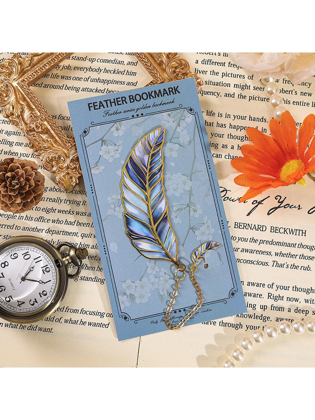 Novellea - Ornate Feather Shaped Classic Metal Bookmark Oria & Co