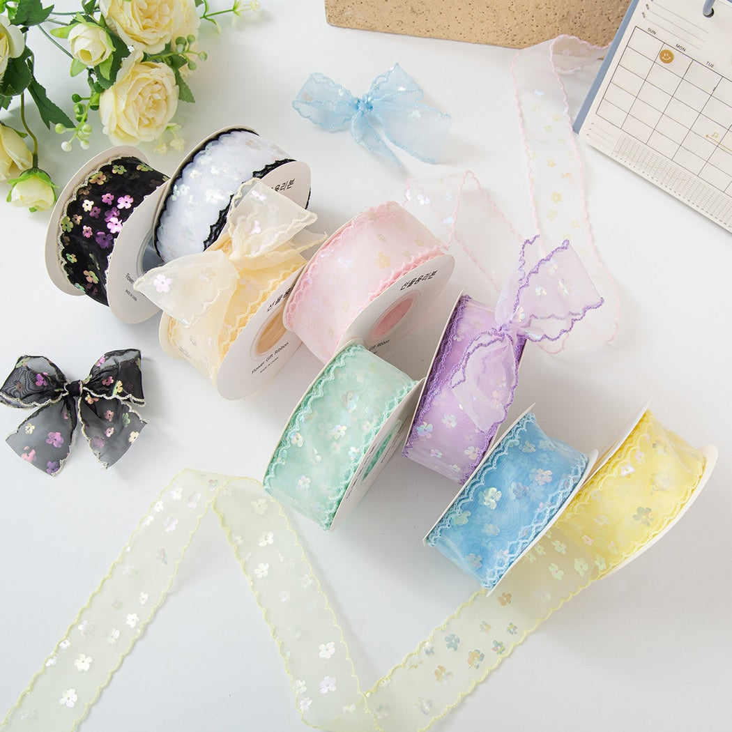 Rivora - DIY Sequin Floral Tulle Trim Ribbon
