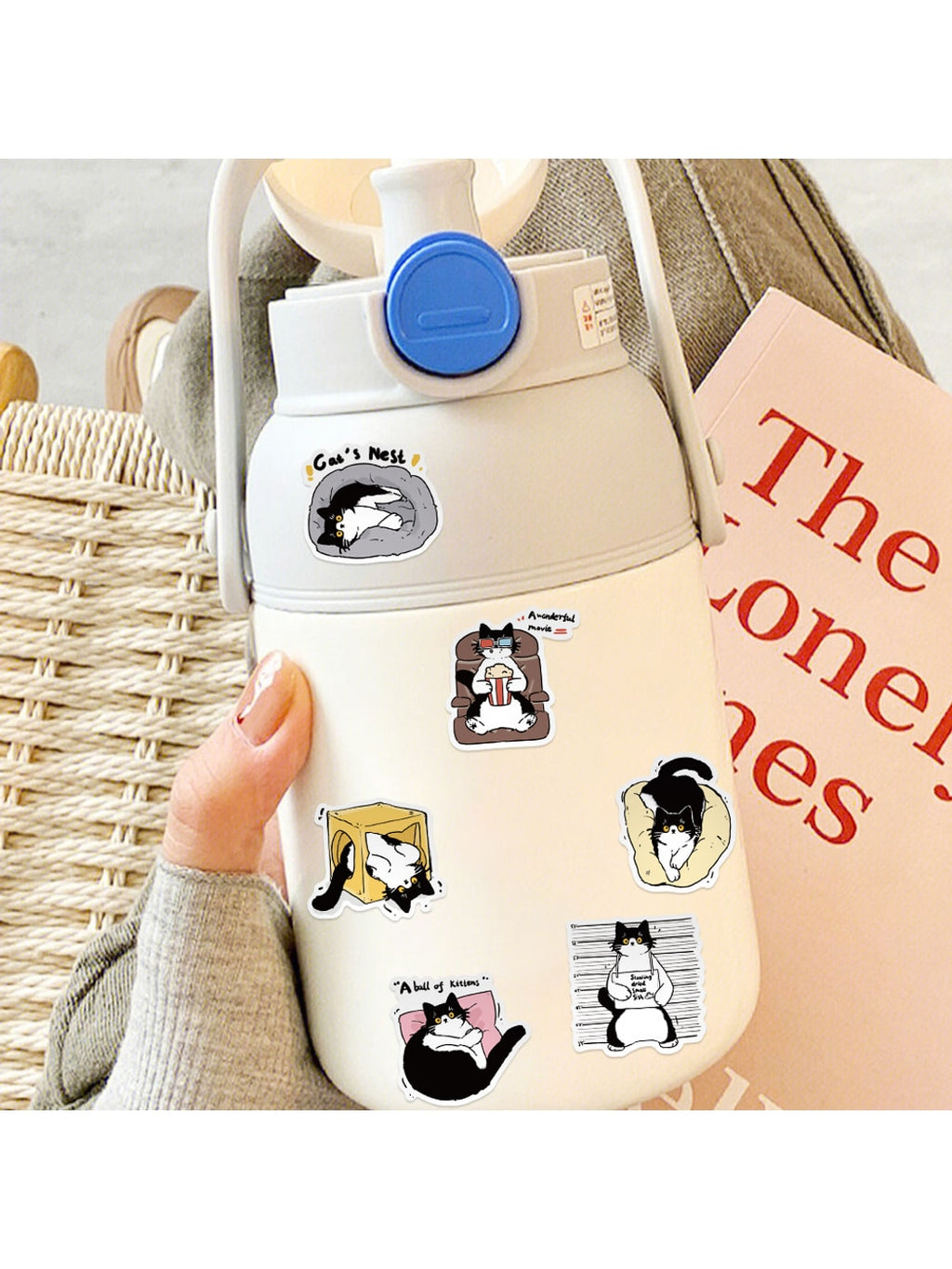 Lunira - 50 Piece Cute Cow Cat Adhesive Stickers pack Oria & Co