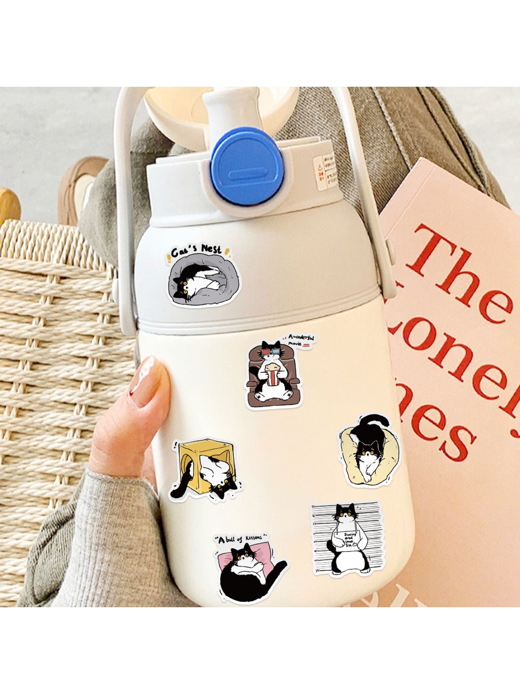 Lunira - 50 Piece Cute Cow Cat Adhesive Stickers pack Oria & Co