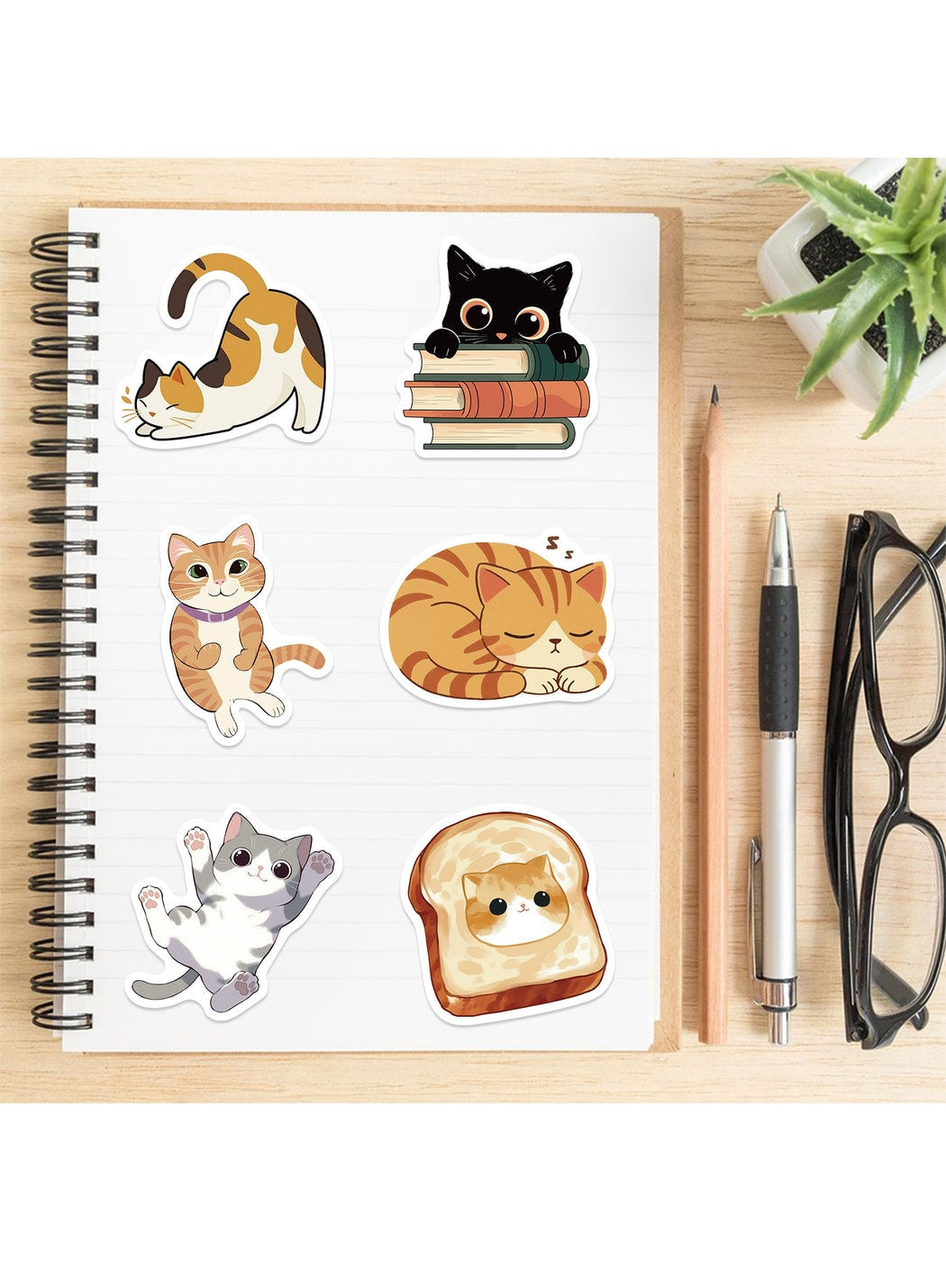 Lunira - Cute Cat Stickers Pack 50 Cartoon Stickers pack Oria & Co
