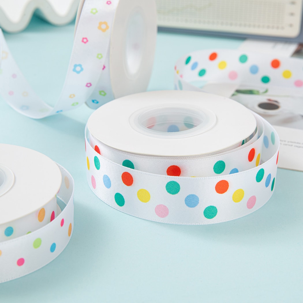 Rivora - DIY Dot Print Decorative Polyester Ribbon