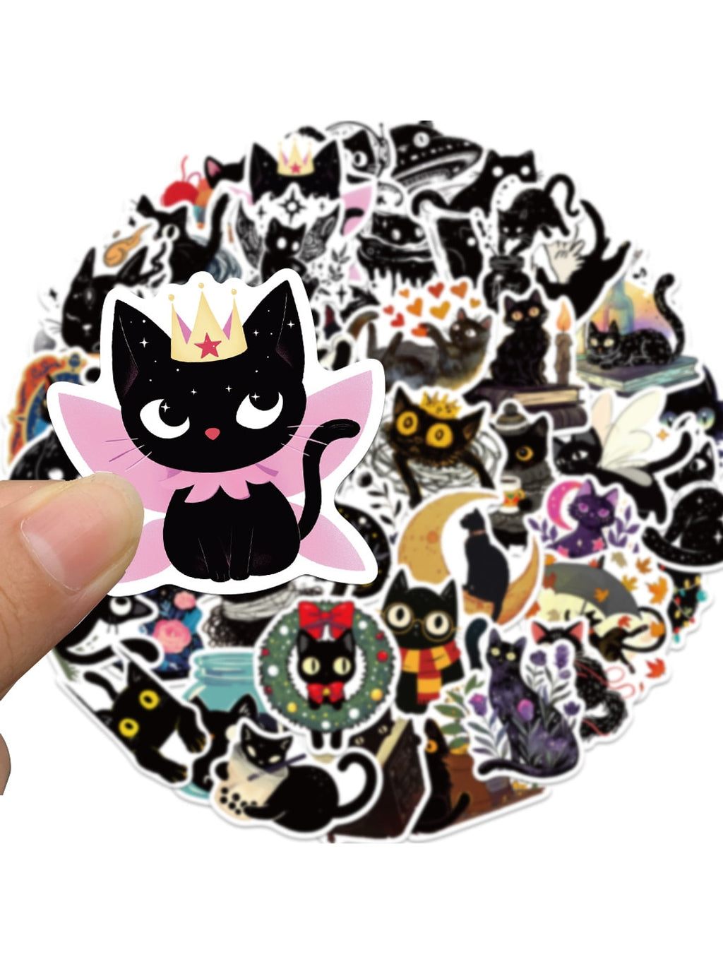 Lunira - Cute Cartoon Black Cat Adhesive Stickers pack Oria & Co