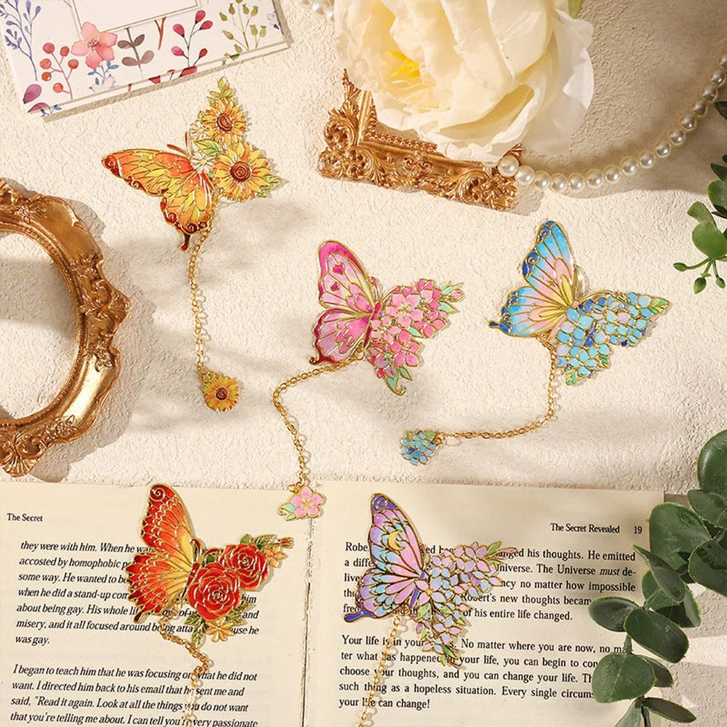 Novellea - Butterfly-Flower Matching-Charm Bookmark