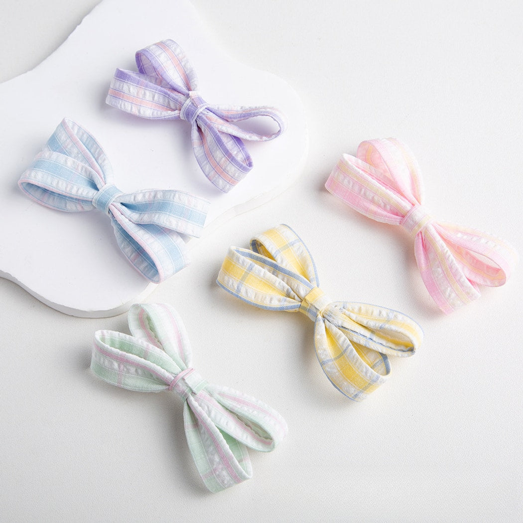 Chivy - Colorblock Plaid Bow DIY Accessory