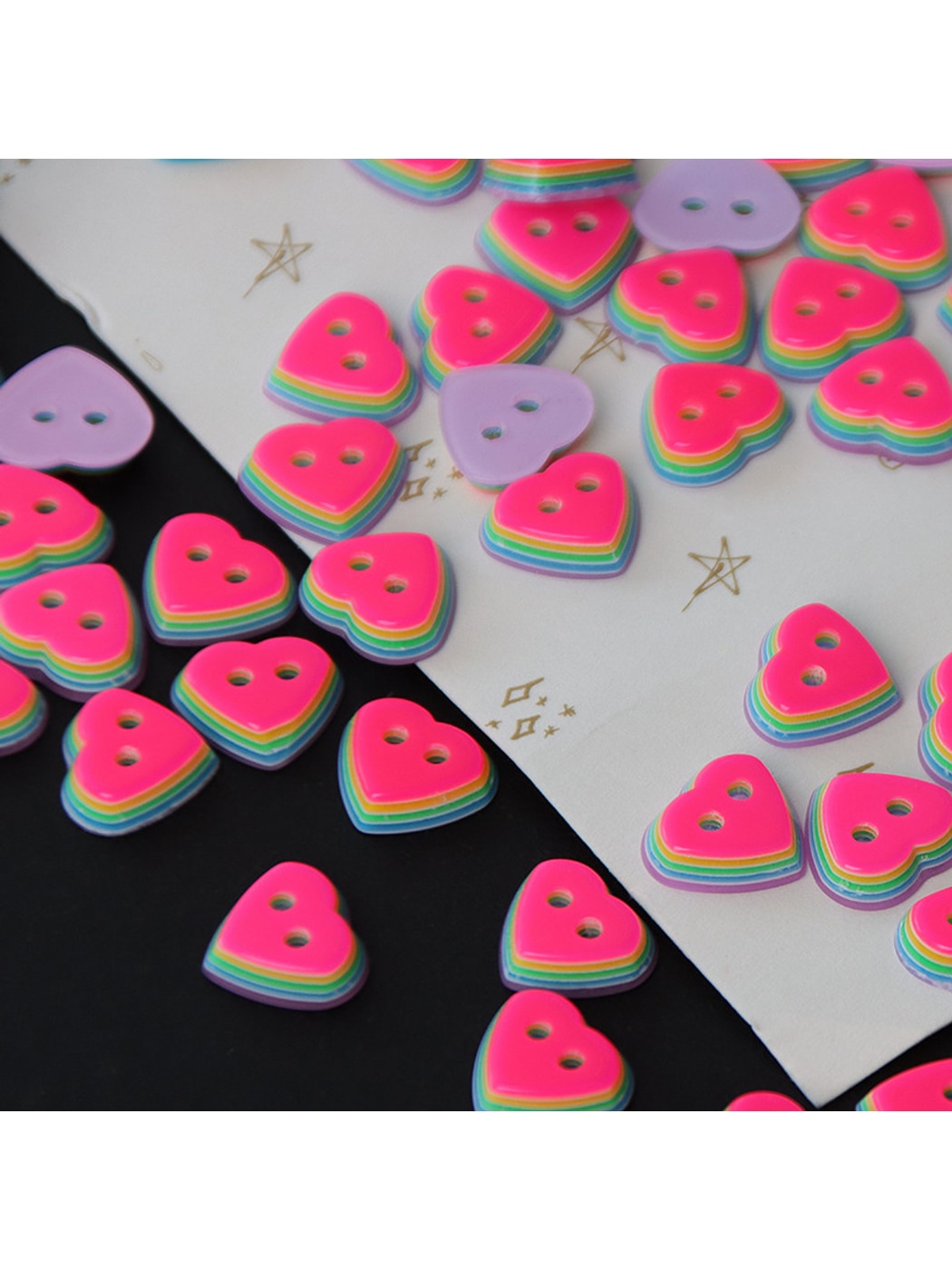 Bunli - 10 Heart Shaped Two-Hole Synthetic Buttons Oria & Co