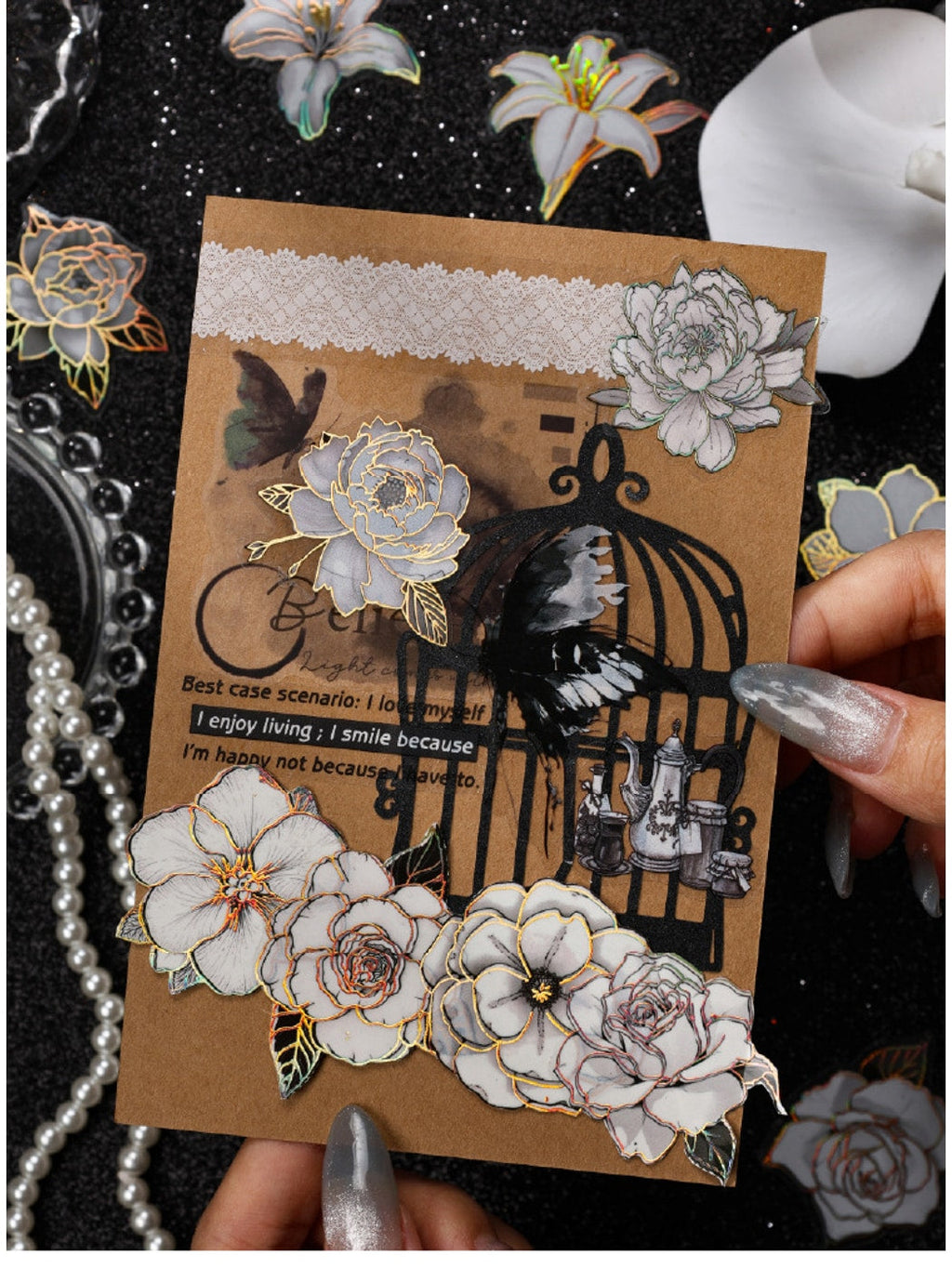Lunira - Printed PET Floral Journal Decor Stickers pack Oria & Co