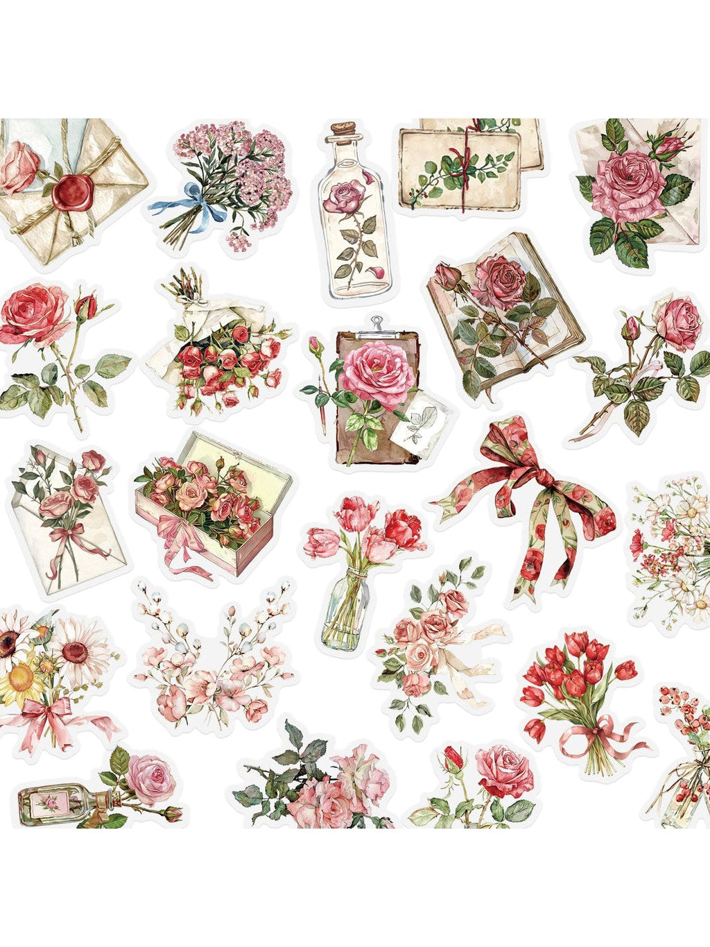 Lunira - 50 Piece Flower and Letter PET Stickers pack Oria & Co