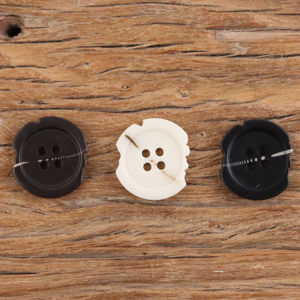 Bunli - DIY 10 Pack Notched Linear-Accent Round Button