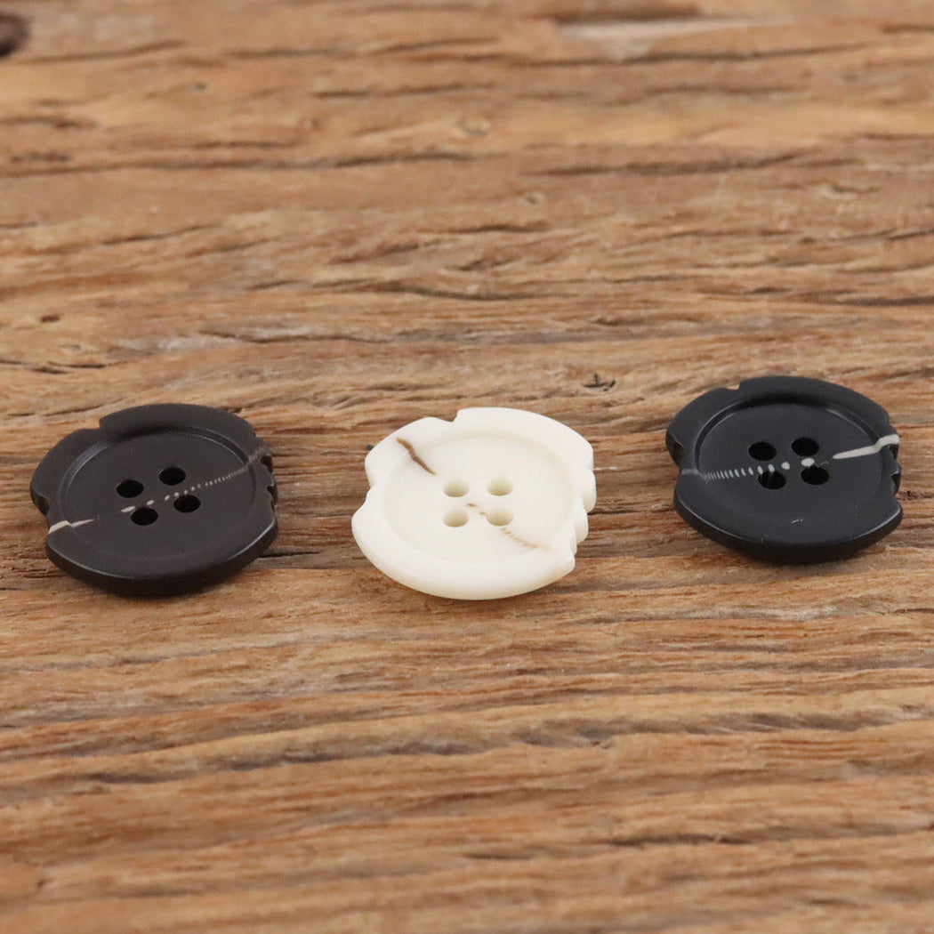 Bunli - DIY 10 Pack Notched Linear-Accent Round Button