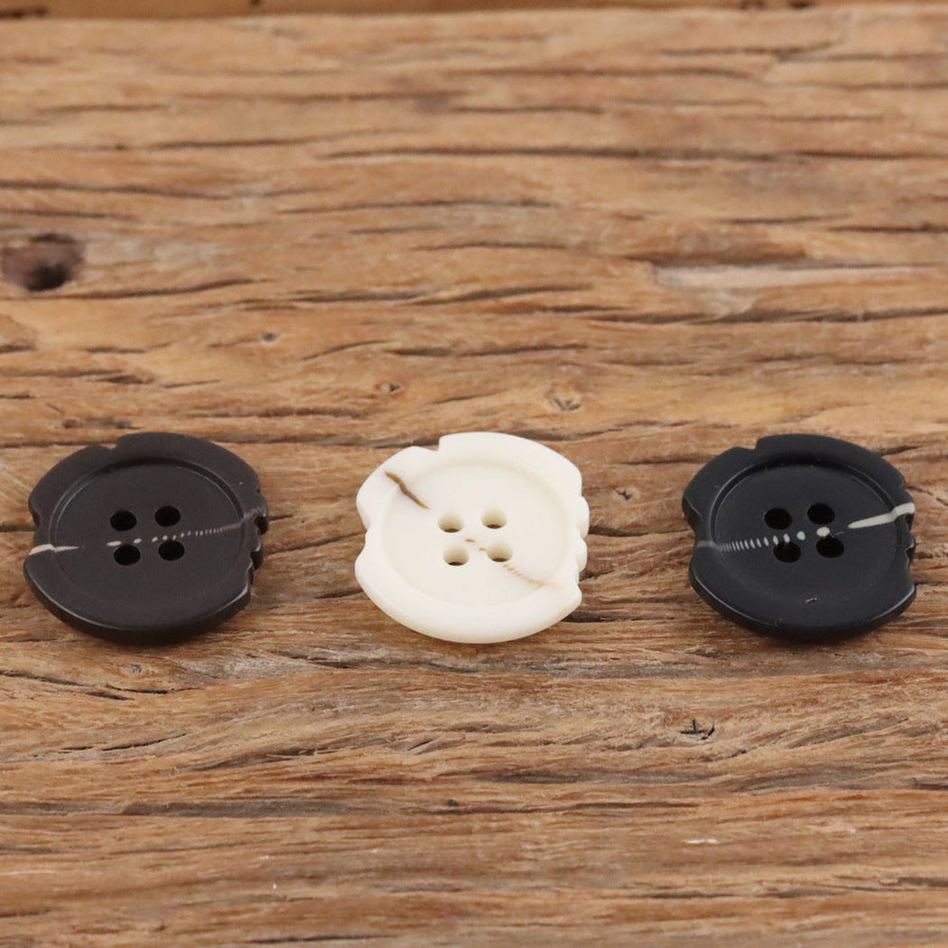 Bunli - DIY 10 Pack Notched Linear-Accent Round Button