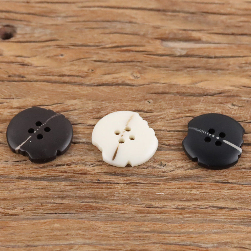 Bunli - DIY 10 Pack Notched Linear-Accent Round Button