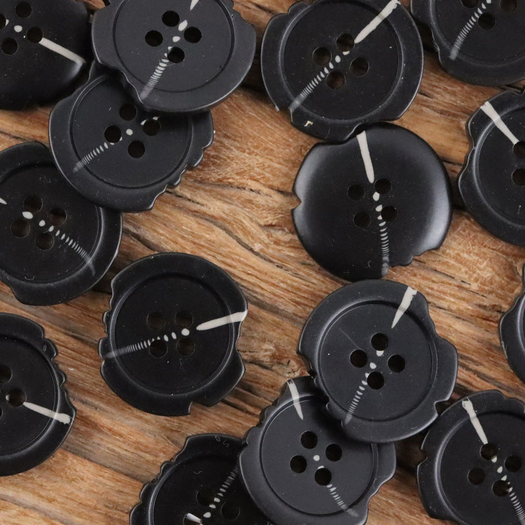 Bunli - DIY 10 Pack Notched Linear-Accent Round Button