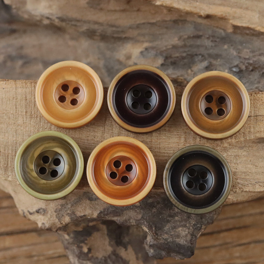 Bunli - DIY 10 Pack Wide-Rim Earth-Tone Round Button