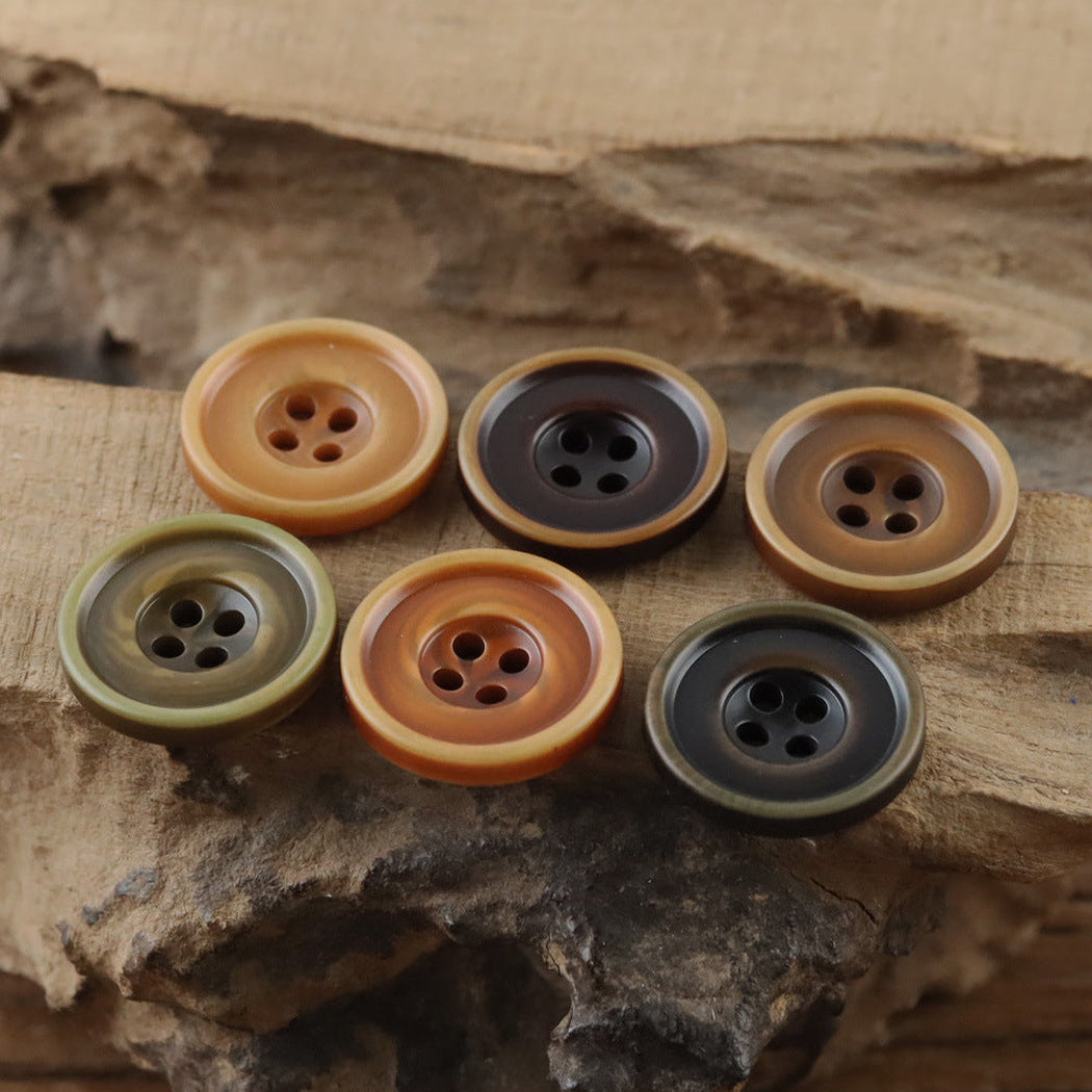 Bunli - DIY 10 Pack Wide-Rim Earth-Tone Round Button