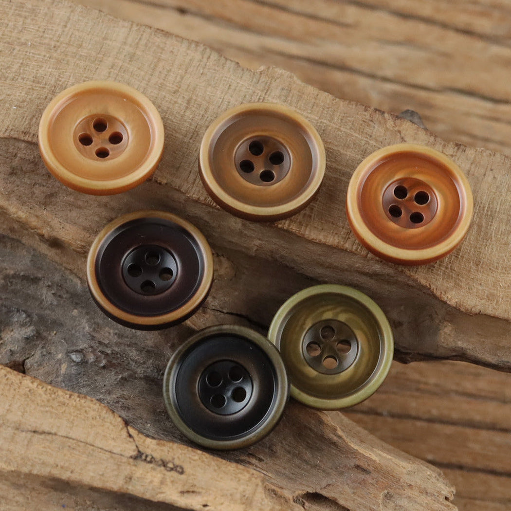 Bunli - DIY 10 Pack Wide-Rim Earth-Tone Round Button
