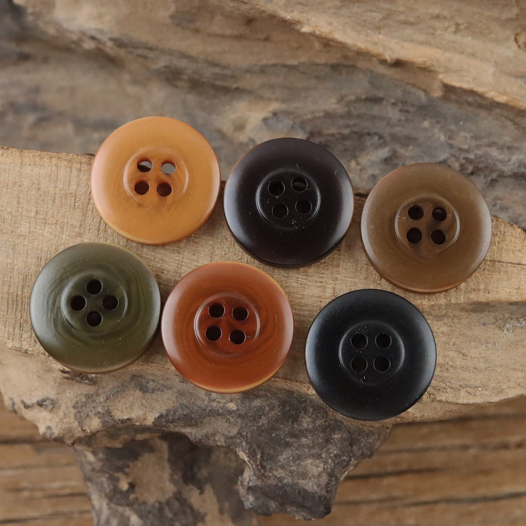 Bunli - DIY 10 Pack Wide-Rim Earth-Tone Round Button