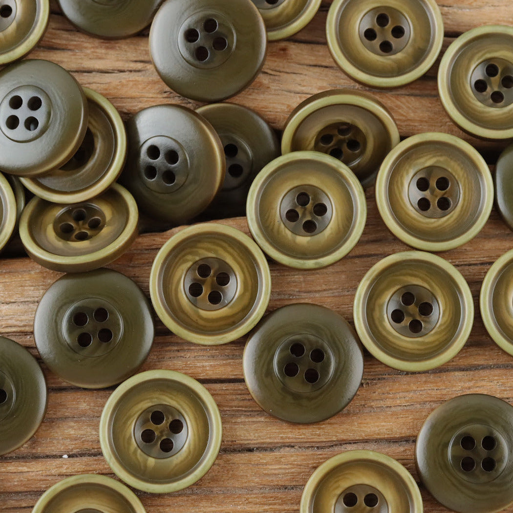 Bunli - DIY 10 Pack Wide-Rim Earth-Tone Round Button