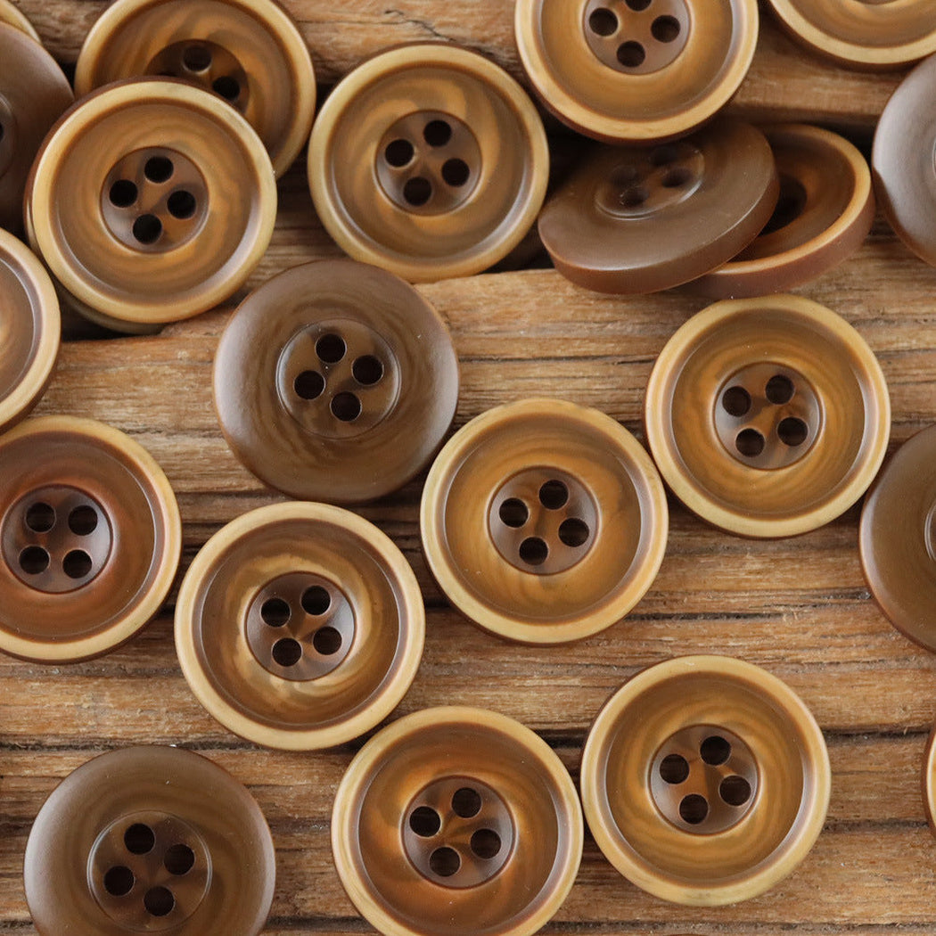 Bunli - DIY 10 Pack Wide-Rim Earth-Tone Round Button